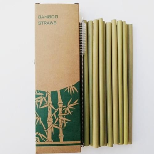 100pcs/lot Free shipping Bamboo Drinking Straws Reusable Eco-Friendly straw + Clean Brush Useful kitchen Tool