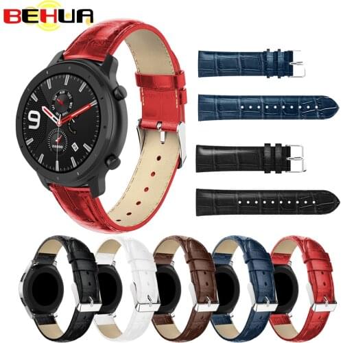 20mm Leather Watchband Wrist Strap for Xiaomi Huami Amazfit Bip Lite GTR 42MM/GTS Smart Watch Band Bracelet Replacement Correa