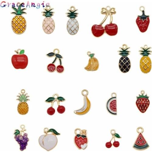 20pcs Mix Trendy Fruit Charms Metal Pendant For Earring Necklace Bracelet Handmade Anklet Choker Cute Baby Women Jewelry DIY