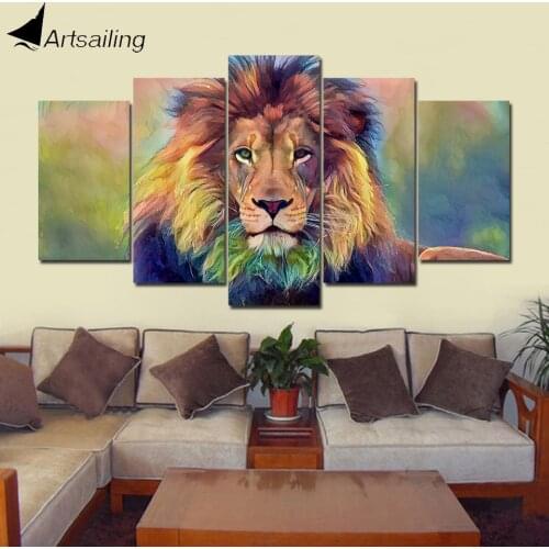 5 Pieces Wall Art Picture Gift Animal Lion Home Decoration Canvas Print painting beautiful for living room printed on canvas