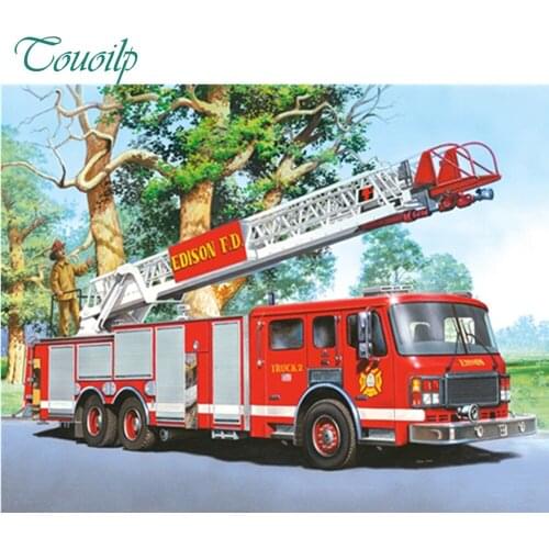 5D DIY Diamond Embroidery Fire engine Diamond Mosaic Bedroom Point Diamond Paste Diamond Painting Cross Stitch round&square