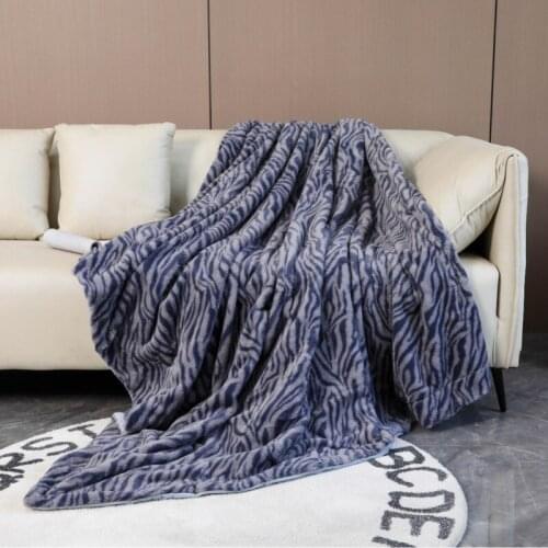 Zebra Leopard Printed Crystal Velvet Blankets For Sofa Bed Winter Warm Double Layer Throw Blankets Christmas Gift