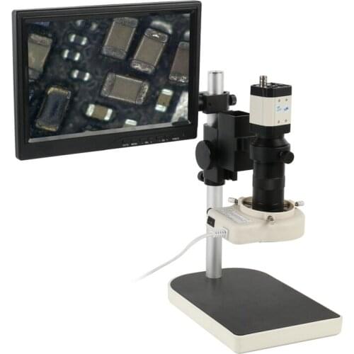 BNC CCD Industrial Electronic Microscope Camera 100X C-Mount Lens+LED Light+8" monitor+Stand for soldering BGA PCB repair