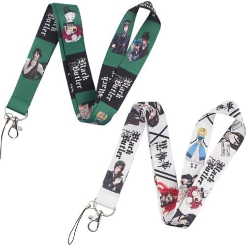 Anime Black Butler Keychain Lanyard Neck Strap for Key ID Card Straps Badge Holder DIY Hanging Rope Neckband
