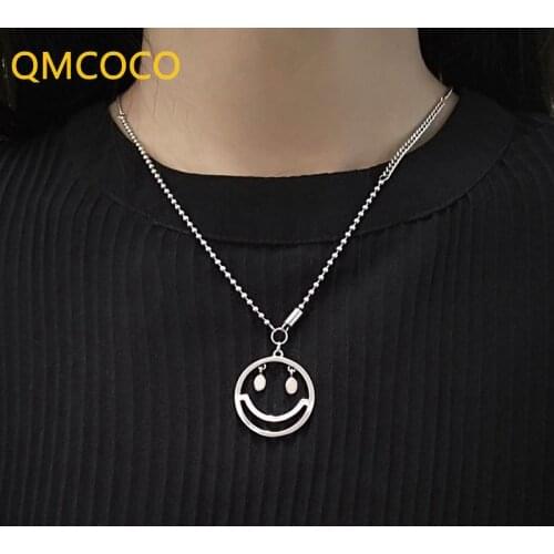 925 Silver Smile Face Necklace Creative Fashion Versatile Pendant For Man And Woman Birthday Party Punk Accessories