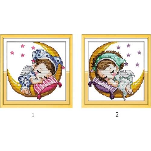 Chinesse Embroidery bordado Cross Stitch Kits Moon Baby paintings Needlework Sets 11ct Printed Cross Stitch for kids' room decor