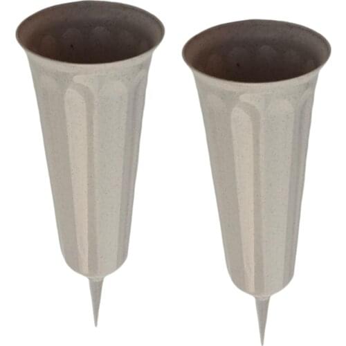 2-Piece 10.2' Stake In Ground Cemetery Grave Fluted Flower Vases Holder