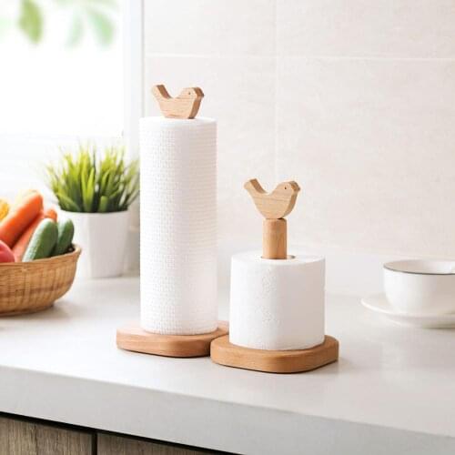Japanese-Style Solid Wood Tissue Holder Kitchen Toilet Roll Paper Storage Rack Cartoon Animal Head Beech Wood Kitchen Tool Large