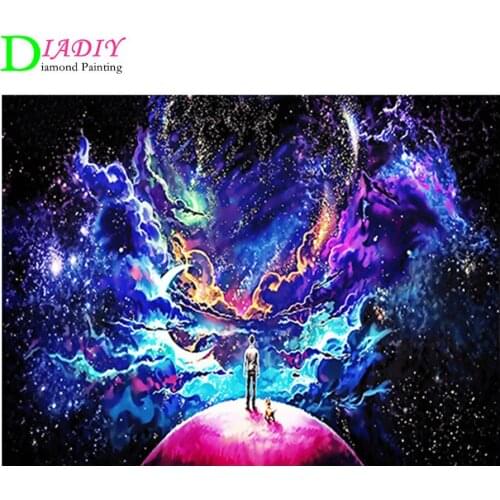 DIADIY Full Square Diamond Painting Space 5D DIY Mosaic Diamond Embroidery Landscape Cross Stitch Kit Home Decor