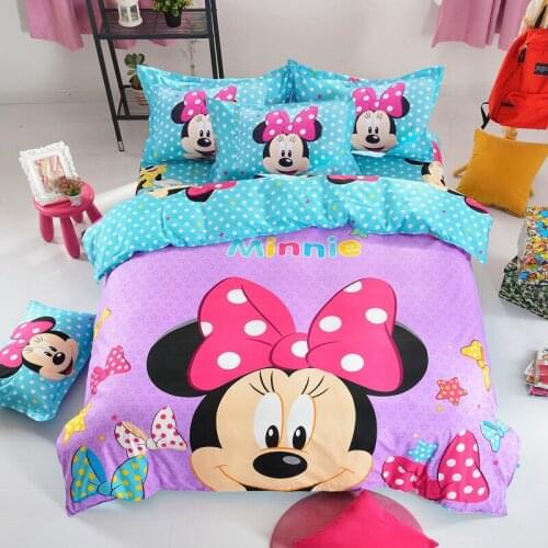 Disney Cute Mickey Minnie Bedding Set Duvet Cover Pillow Cases Twin Full Double Size for Children Girls Gifts to Decoration Home