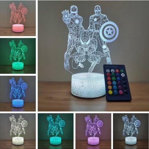 Disney Avengers Spider-Man Iron Man Captain America Touch Sixteen Color Crack Gift Night Light Childrens Toy Birthday Gift