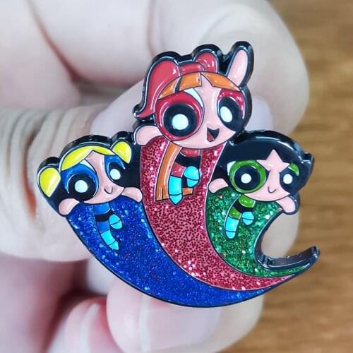 Cartoon girls enamel pin