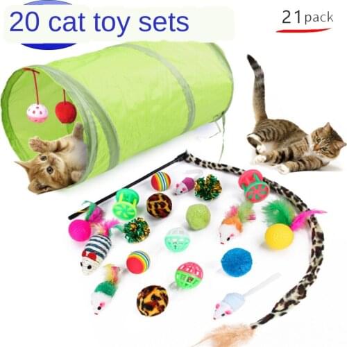 Pets Cat Toys 21Pcs/Set Mouse Shape Balls Shapes Kitten Love New Pet Toy Cat Channel Funny Cat Stick Mouse Supplies Value Bundle