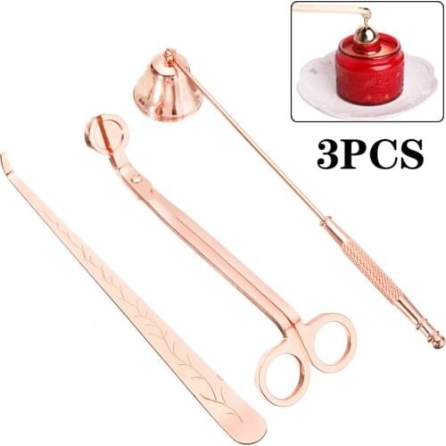 3pcs Stainless Wick Snuffer Tool Rose Gold Candle Accessories Set Stainless Steel Candle Dipper Wick Scissor Trimmer Candle Cut