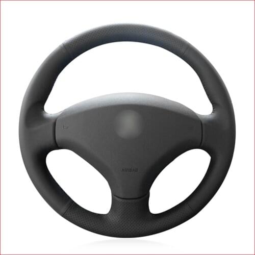 Black PU Faux Leather DIY Car Steering Wheel Cover for Peugeot 408 2010-2014 Peugeot 308 2007-2013 Peugeot 3008 2011-2015