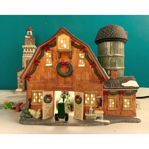 Ceramic Hand Painted Night Light House Building Scene Crafts Handcrafts Modern Home Furnishing Living Room Ornaments Gift