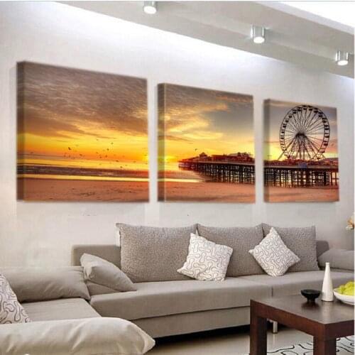 Ferris wheel canvas painting seascape canvas picture wall art poster and print K273
