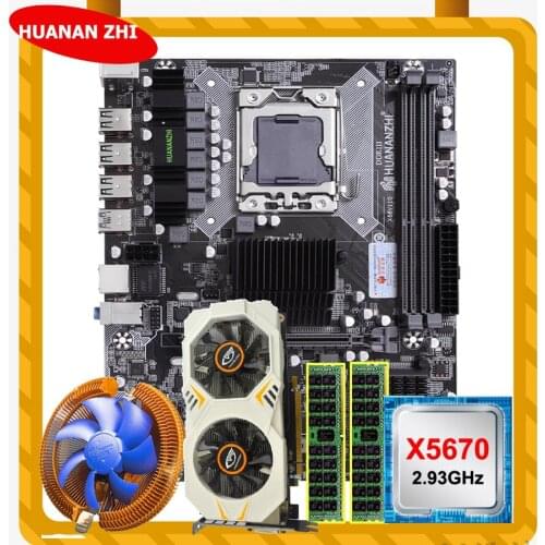 HUANANZHI X58 LGA1366 motherboard bundle CPU Intel Xeon X5670 2.93GHz CPU cooler RAM 8G(2*4G) REG ECC video card GTX750Ti 2G
