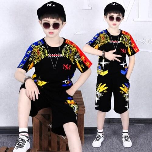 Kids Boys Clothes Teenage Boy Summer Clothing Sets Short Sleeves Tops Shirt+pant Suits Children Clothing outfit 10 12 14 Years