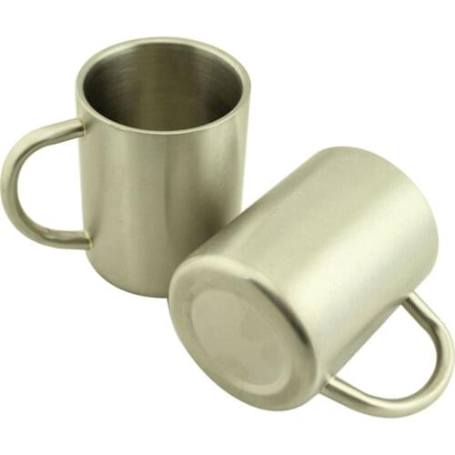 Double Wall 250ml Stainless Steel Mug w/ Handle,Quality Heat Resistant,Portable Isolating Children Cup,Vacuum Insulation