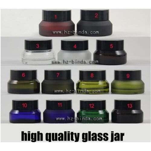 15g 30g 50g matte colorful Transparent glass cosmetic containers cream jar Frosted glass bottle for cosmetic packaging