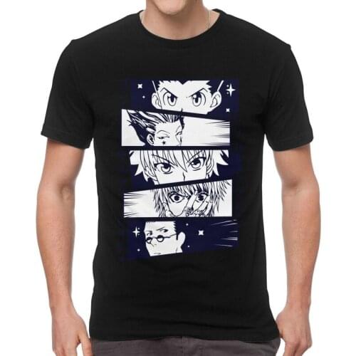 Mens Hunter X Hunter T-Shirt Novelty Characters Kurapika Gon Killua Leorio Manga Lovers Tshirt Short Sleeve T Shirt Cotton Tee