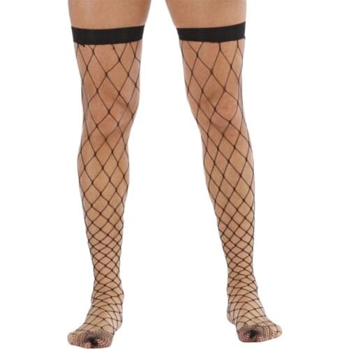 Mens Sexy Fishnet Knee High Stockings Nylon Pantyhose Tights Socks Sissy Costumes