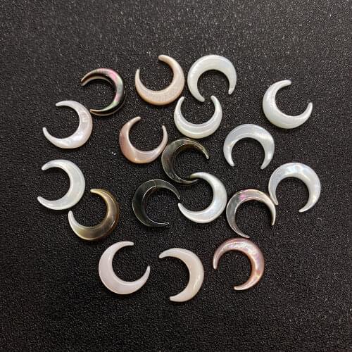 Natural Sea Shell Bead Moon Shape Black Shell Pendant Mother Shell Pearl for DIY Jewelry Necklace Bracelet Earring Accessories
