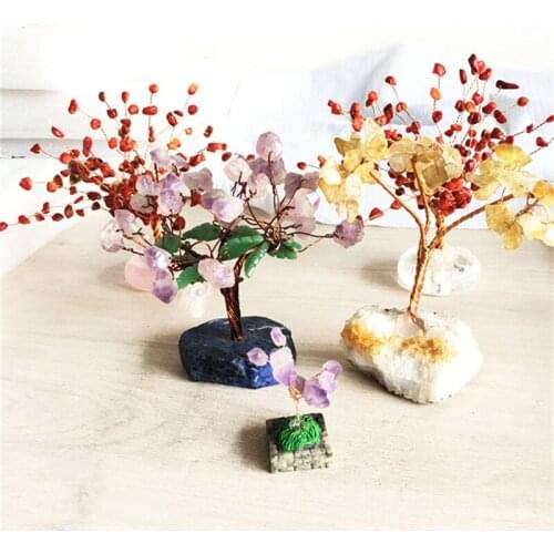 Natural money tree crystals healing stones amethyst rose quartz crystal tree for christmas decoration supplies or gift