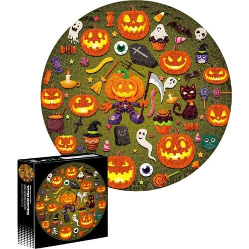 New 1000PCS Round Jigsaw Halloween Premium Round Educational Toy Children Intelligence Development Toys Gifts Wall Decoration