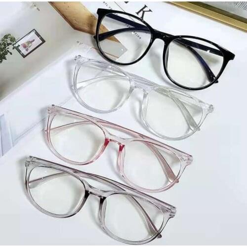 Korean transparent computer glasses frame women and men anti-blue light round glasses shading glasses optical glasses 2021