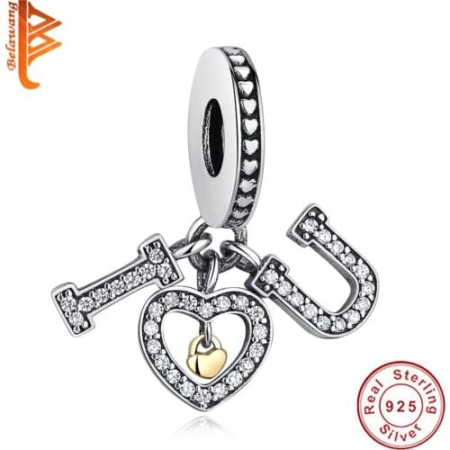 Wholesale Real 925 Sterling Silver Forever Love Charm Pave Zircon Small Heart Bead Fit Original Bracelet Women Wedding Gift