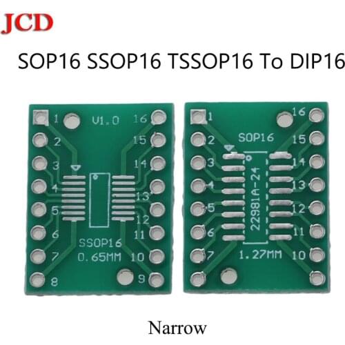 JCD TSSOP16 SSOP16 MSOP16 SO16 SOP16 SOIC16 turn DIP16 1.27MM / 0.65MM IC adapter Socket / Adapter plate / PCB Wholesale Narrow