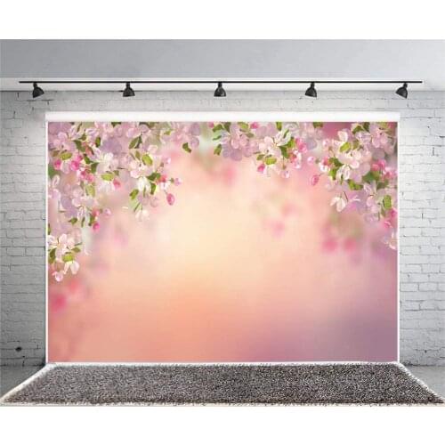 Pink Blooming Flowers Bokeh Photography Backdrop Dreamy Blossoming Background Princess Party Girls Female Birthday Background