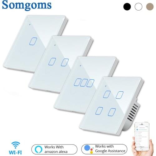 Wifi Touch Switch Smart Wall Switch 2/3 Way 1/2/3/4 Gang ac100-220v EU UK Standard Work with Alexa Google Home