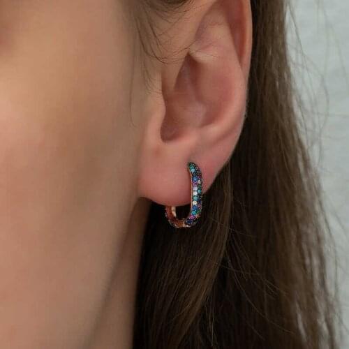 Silver Double-Sided Mix Gemstone J Lady Earrings