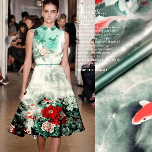 PRINTED SILK STRETCH SATIN 118cm width 19momme Pure Silk Fabric For Sewing Dresses Sewing Accessories Dress Fabrics MOQ 1.1M