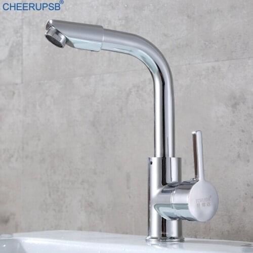 Bathroom Sink Faucet Hot Cold Water Mixer Basin Tap Deck Mounted 360 Rotation Zinc Alloy Crane Foam Nozzle PVD Chrome Taps Grifo