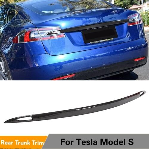 Carbon Fiber Rear Trunk Boot Lip Wing Spoiler for Tesla Model S 2012 - 2020 Carbon Fiber Rear Trunk Boot Lip Wing