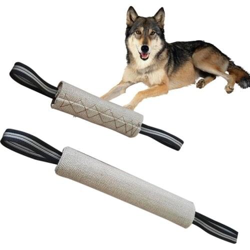 Dog Bite Tug Toy Dogs Training Playing Toys Pet Chewing Teeth Cleaning Interactive For Police K9 Schutzhund With 2 Handles