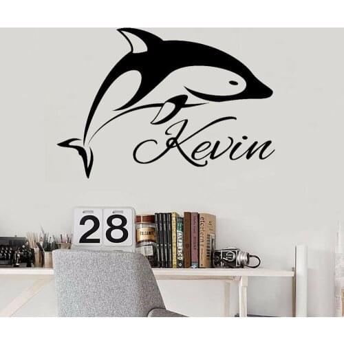 Dolphin Wall Decal Custom Name Kids Bedroom Nursery Baby Room Home Decor Vinyl Wall Sticker Personalised Shower Gift Art M433
