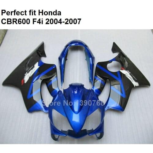 100% fit injection fairings for Honda CBR600 F4i 04 05 06 07 fairing kit CBR600F4i 2004 2005 2006 2007 blue black HZ133