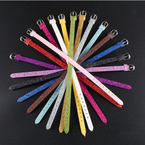 Free Shipping 100pcs 8MM Adjustable Glitter Powder Faux Leather Strap Wristband Bracelets,Fit Slide Letter /Slide Charms