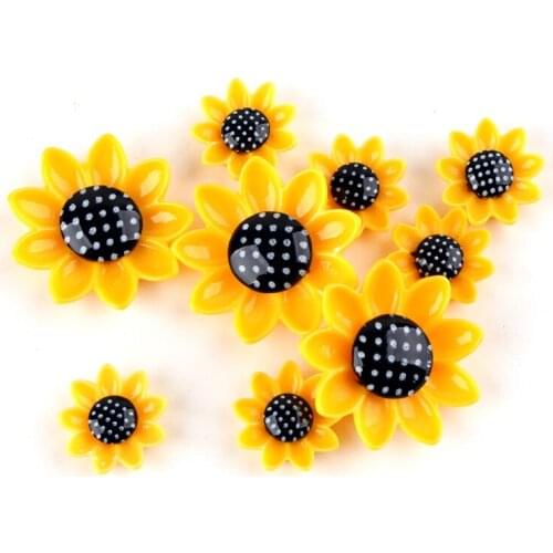 30Pcs/lot sunflower Resin Kids Hair Jewelry DIY Decorative Accessories Resin Fill Crafts Material Applique