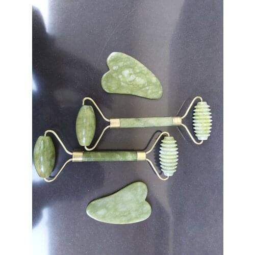 4pieces (2+2) Stimulate Jade Roller Beauty Facial care massager Skin neck Care Acupuncture guasha Detox Crystal Roller Wrinkle