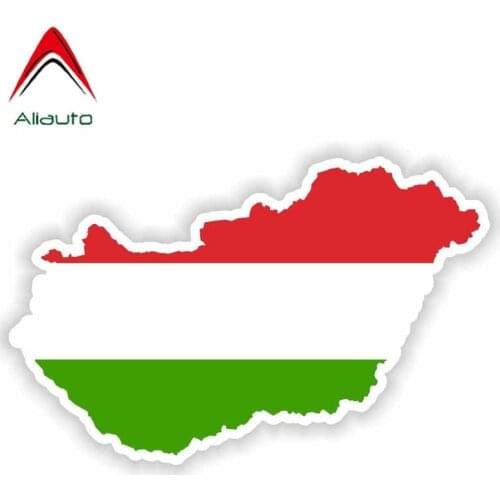 Aliauto Creative Fashion Car Sticker Hungary Flag Map PVC Decal Cover Scratches for Suzuki Swift Tiguan Infiniti,17cm*11cm