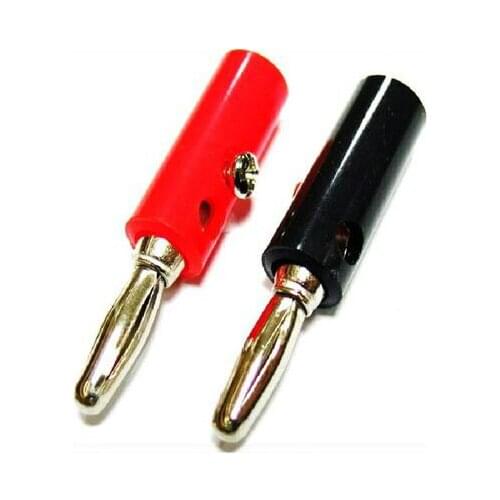 Free Shipping 100pcs/lot 4mm Banana Plug Connector Jack Screw-type Banana Head Black and Red Color