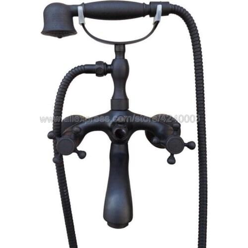 Oil Rubbed Bronze Bathtub Faucets Telephone Style Tub Mixer Taps Dual Handle Bathroom Bath Shower Faucet with Handshower Ktf704