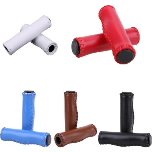 Bicycle Handle Cover Bicycle Grip Vintage Leather Gloves Bicycle Handle Anti-skid Shock Absorber Accessories For Mountain Bike