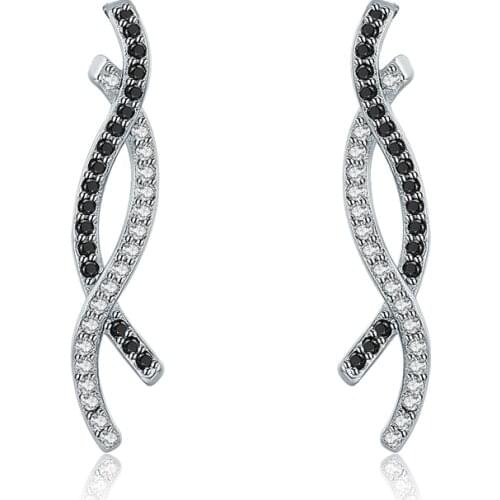 New [Black Awn] Romantic 925 Sterling Silver Jewelry Natural Party Stud Earrings for Women Bijoux T215